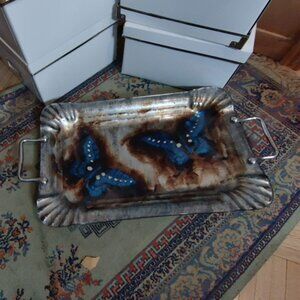 Vintage Italian Design "Art Glaze" Butterfly Tray - Mid Century Metal Decor